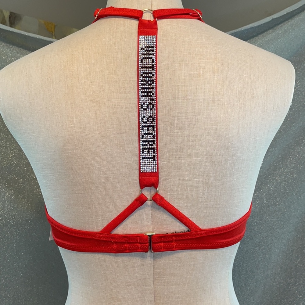 Victoria’s Secret Shine Strap Malibu Fabulous Push-Up Swim Top Red 32B